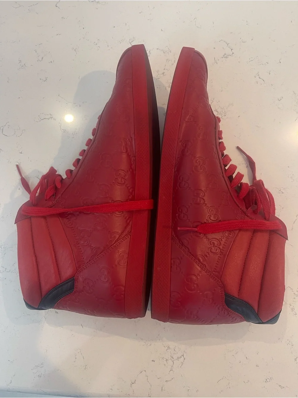 Rare Red Gucci Leather High-Top Sneakers